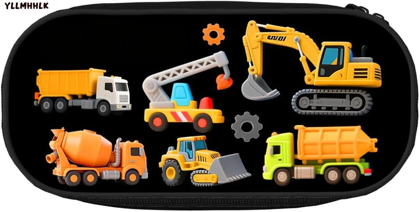 Personalized Excavator Pencil Cases Organizer,Construction Pencil Pouch with Zipper
