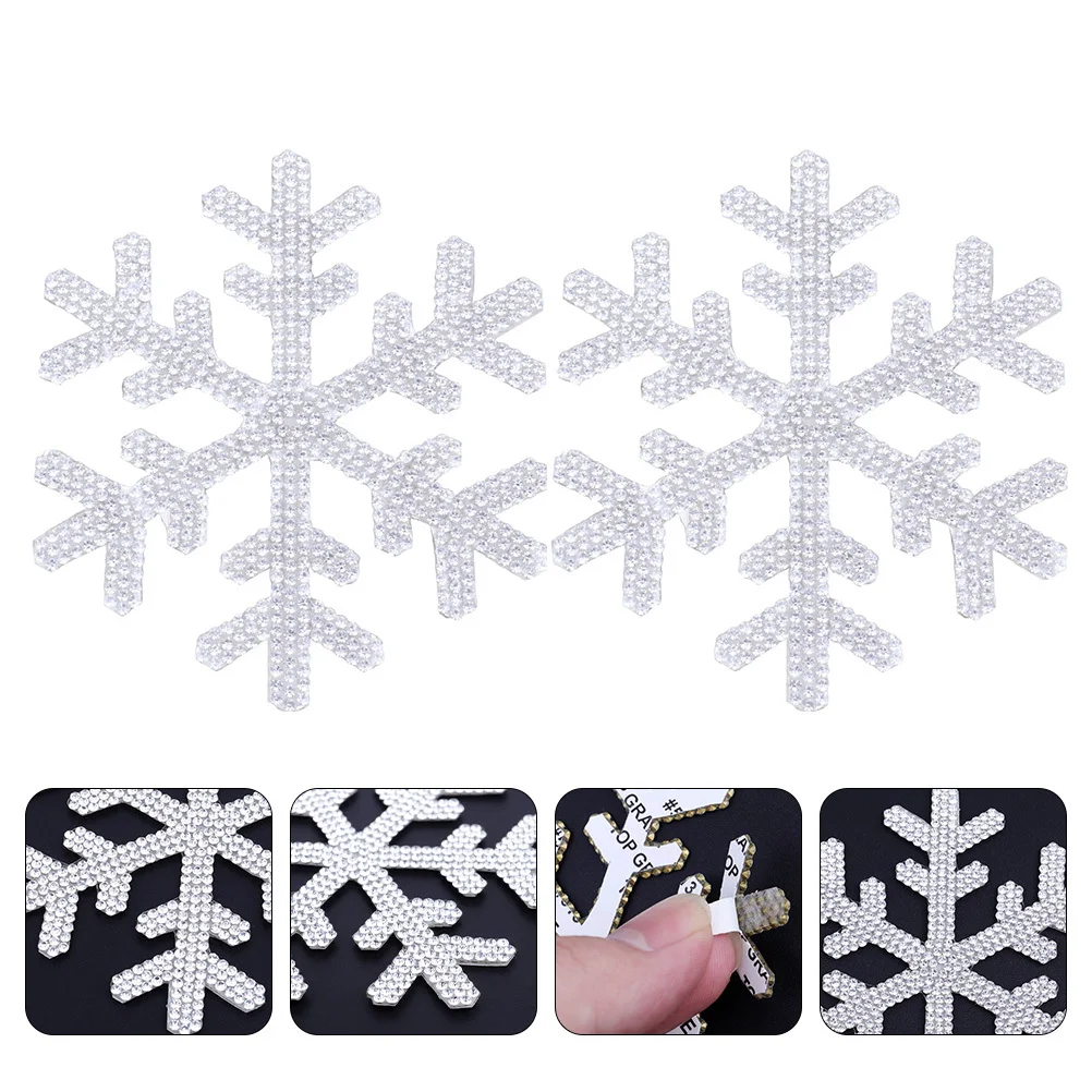 

2Pcs Snowflake Rhinestone Stickers Decorative Decals for Clothes Jeans Bags Hats Luggage Crystal Bling Stickers