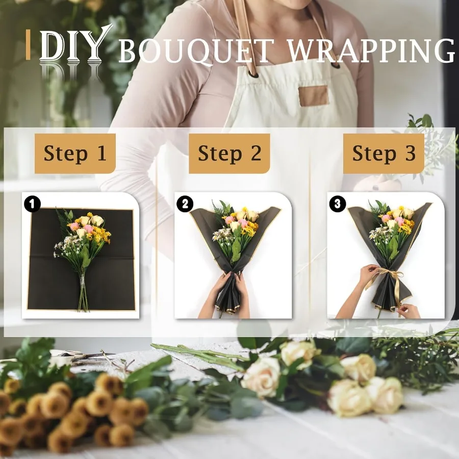 25 Sheets Flower Wrapping Paper Floral Bouquet Wrapping Paper Waterproof Korean Florist Supplies Packaging Paper for DIY Crafts