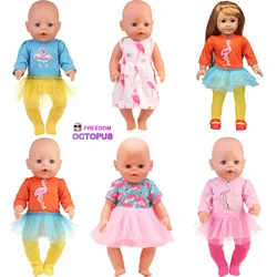 Flamingo Skirt Clothes For American 18 Inch Girl Doll Cute Dress Accessories For 43cm Baby New Born&Our generation Girl Doll Toy