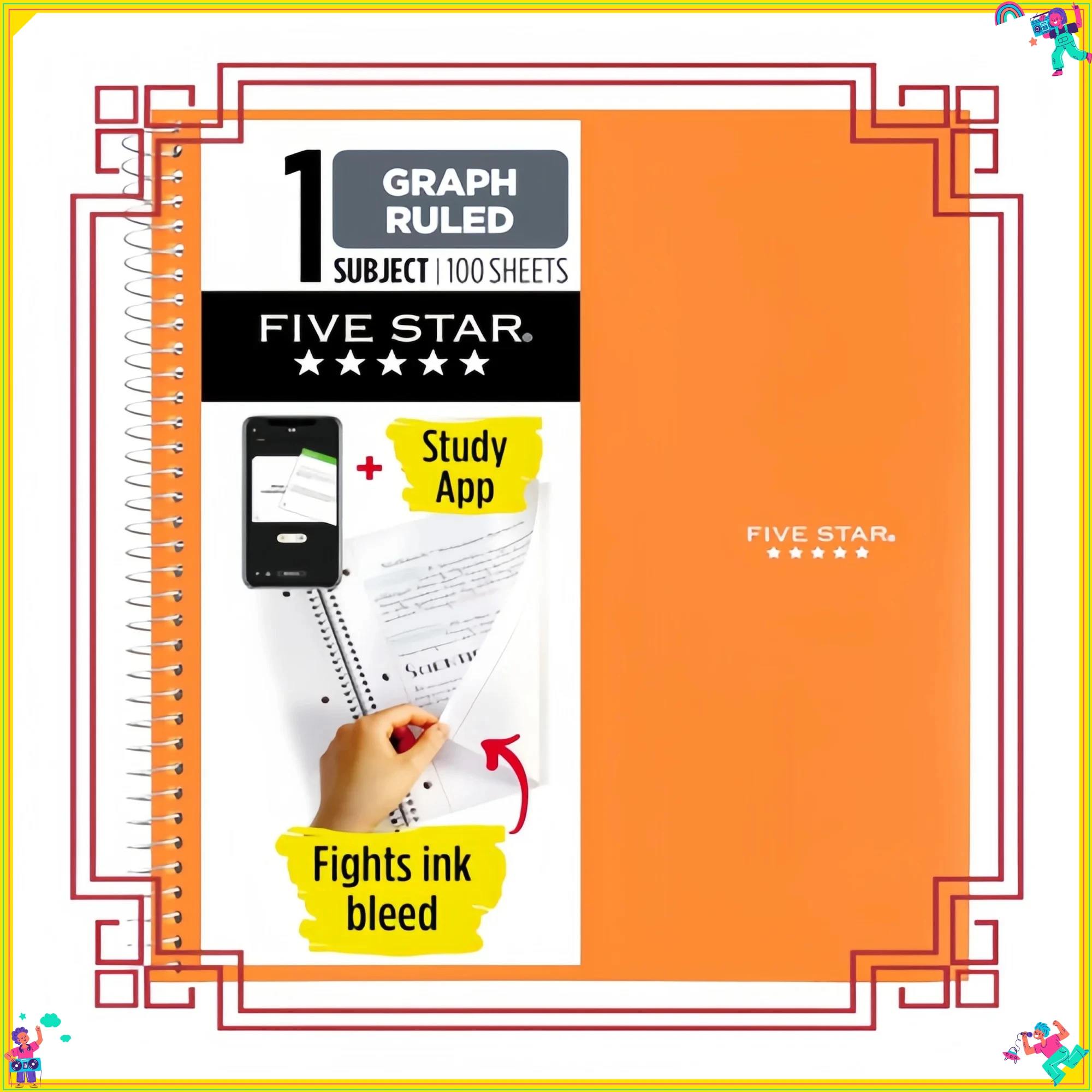 

Блокнот на спирали, 1 предмет, графическая бумага, 8-1/2 x 11 дюймов, 100 листов, устойчивые к кровоточанию чернил, водонепроницаемая обложка, Sedona Orange