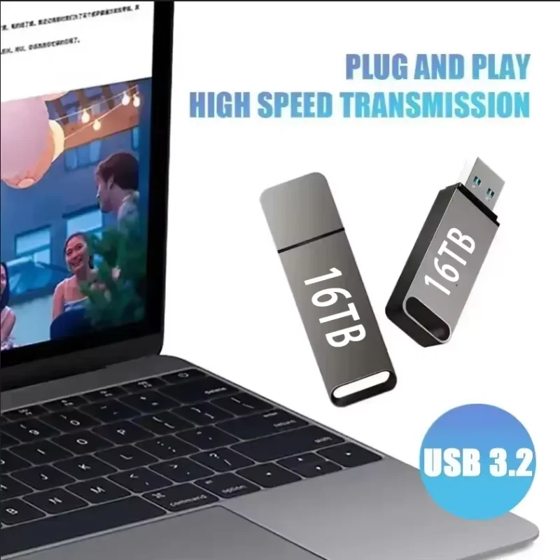 64TB Flash Drive USB 3.2 High-Speed Metal Pen Drive 16TB 4TB Large Capacity Mini Portable U Disk Memory Stick For Computer Car