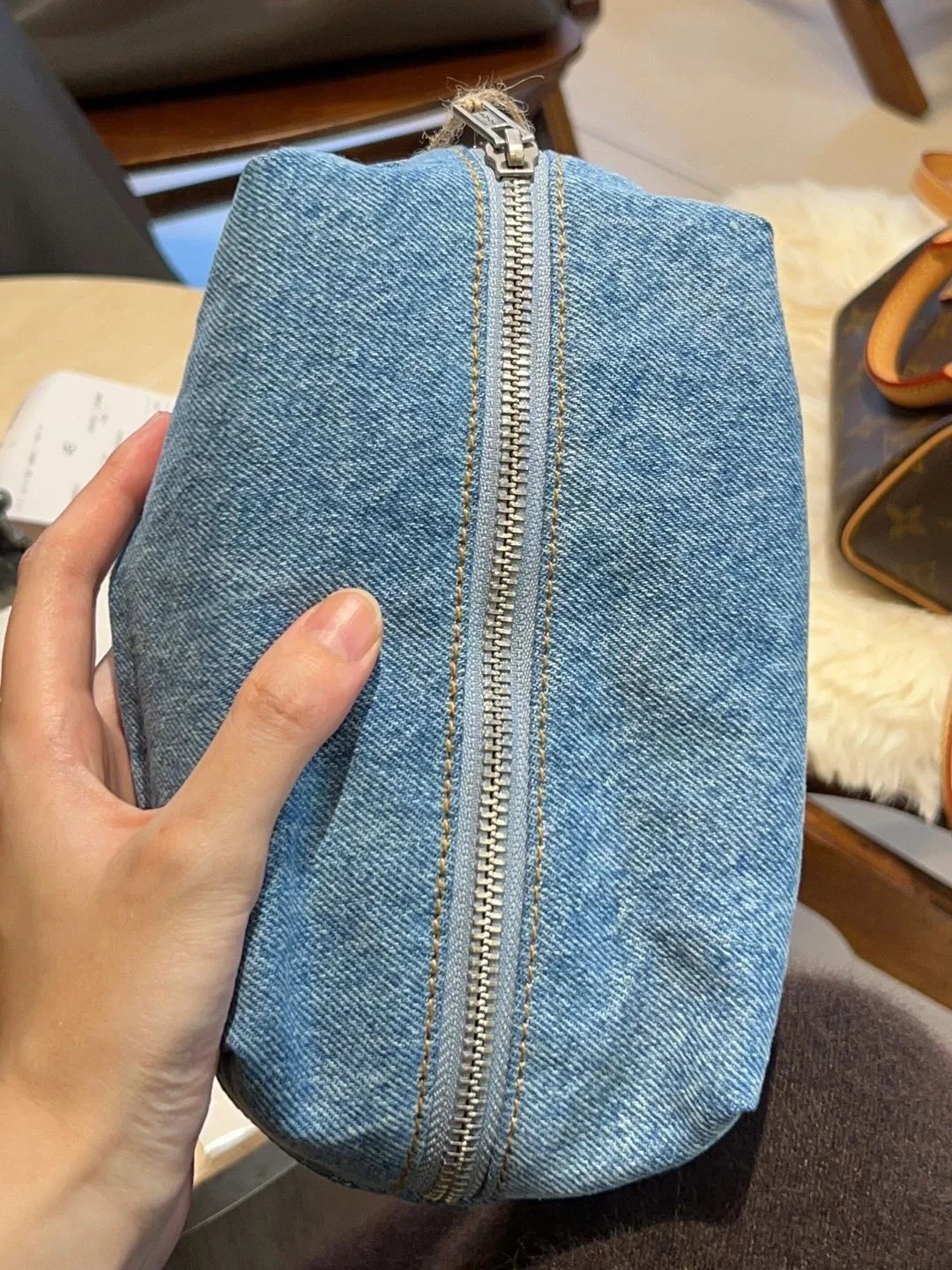 女性用ヴィンテージデニムメイクアップバッグ,学生用ペンシルバッグ,単色,ジッパー,カジュアル,シンプル,ソフト,高品質,ミニバッグ,y2k,ブルー,新品