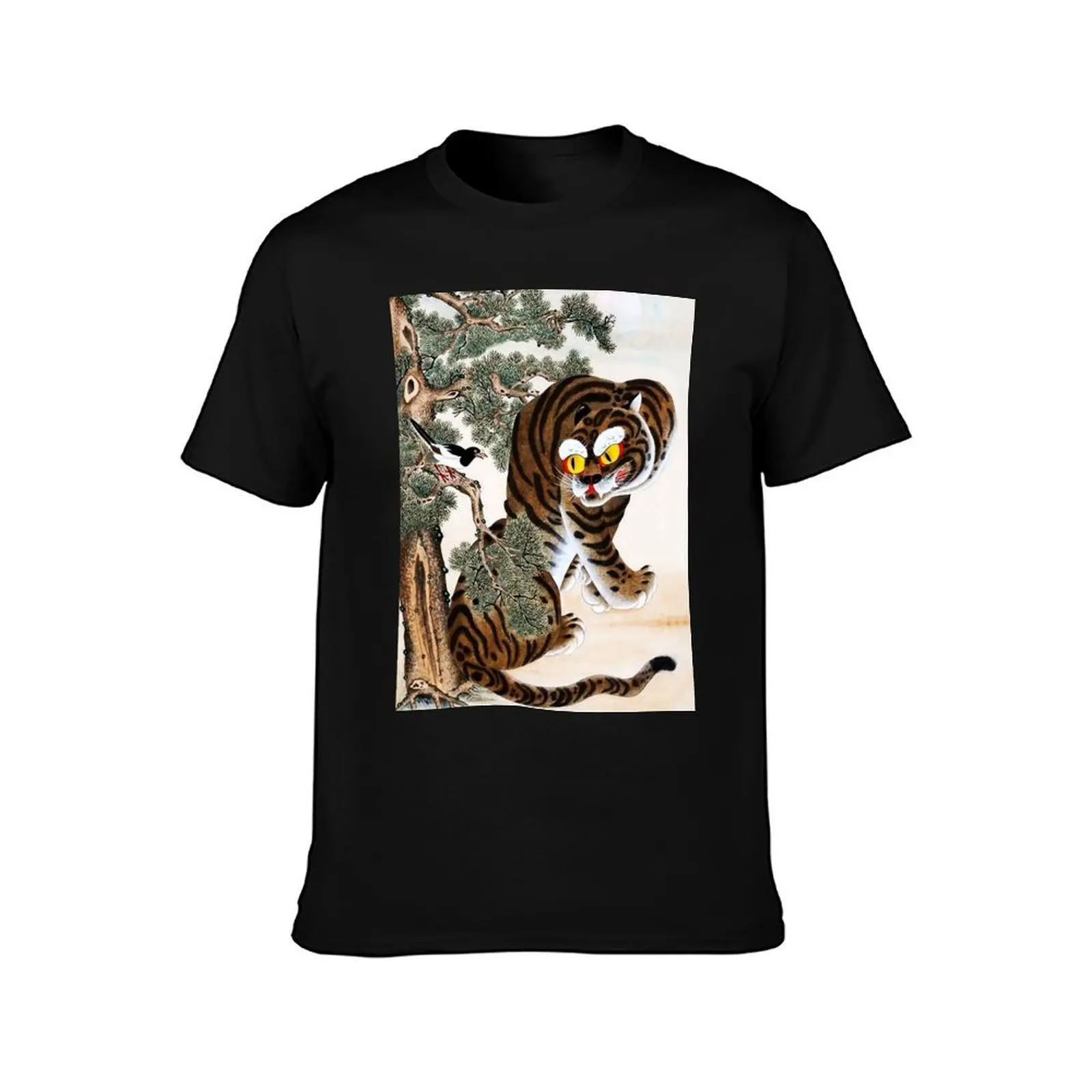 Tiger and Magpie Minhwa under Pine Tree T-Shirt custom t-shirts new gifts and t-shirts blue archive vintage men workout shirt