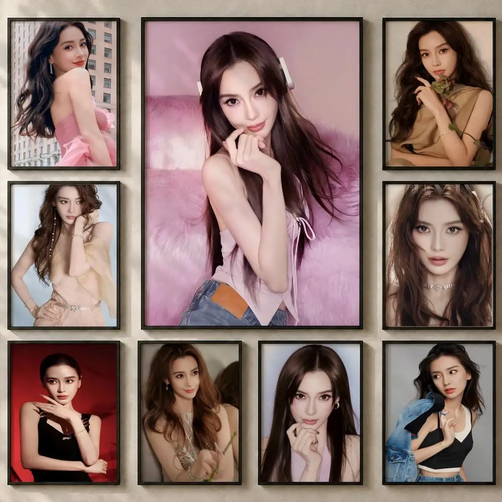 Celebrity A-AngelababyS Poster Art  Self-Adhesive No Glue Residue Wall Sticker for Home Office Nursery