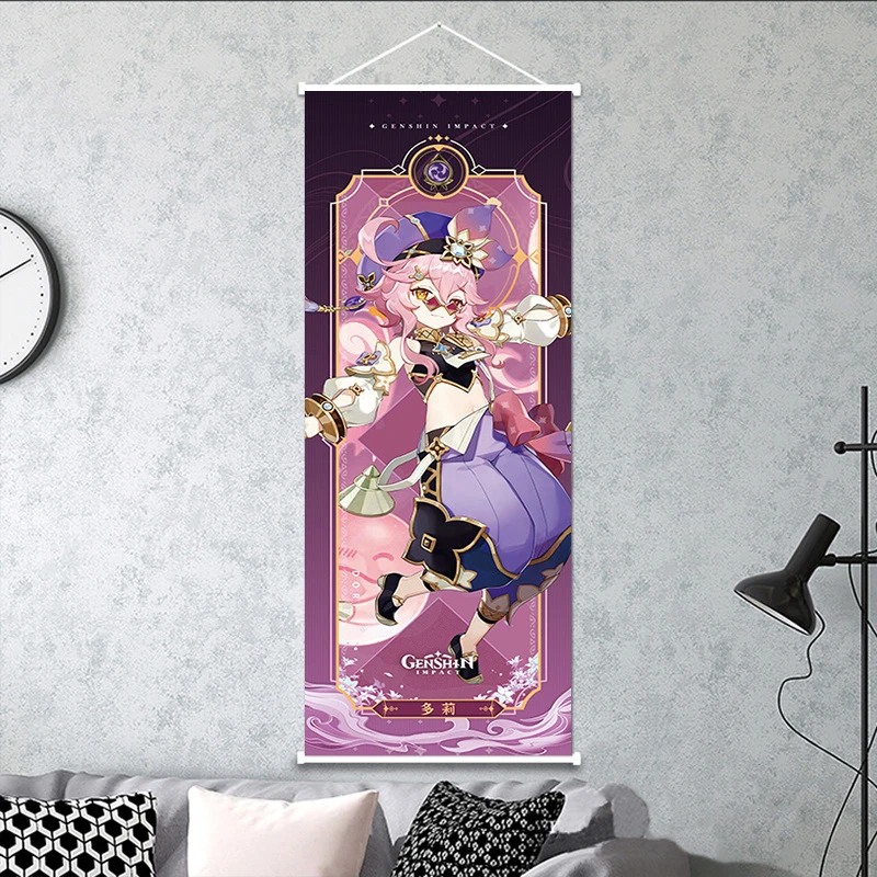 VIKAMA White Hair Red Samurai Boy Wall Scroll, 6 Designs, Wall Decor for Bedroom Living Room Dorm