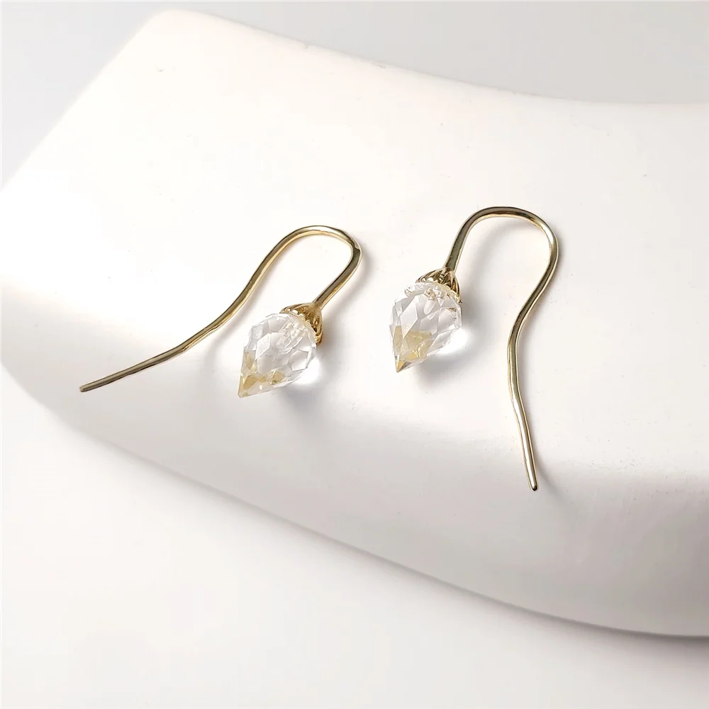 FUWO Wholesale Lovely Natural Clear Quartz Earrings,Minimalist Dew Drop Hanging Crystal Earring Jewelry For Women 5Pairs ER483