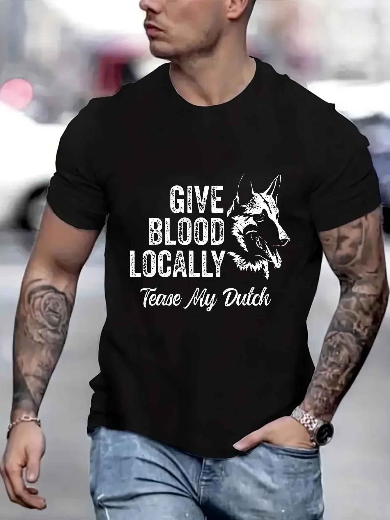 Give Blood Locally Tease My Dutch Kawaii Clothes Men Gift Anime Anime Men T shirt Printed T-Shirt B5021576