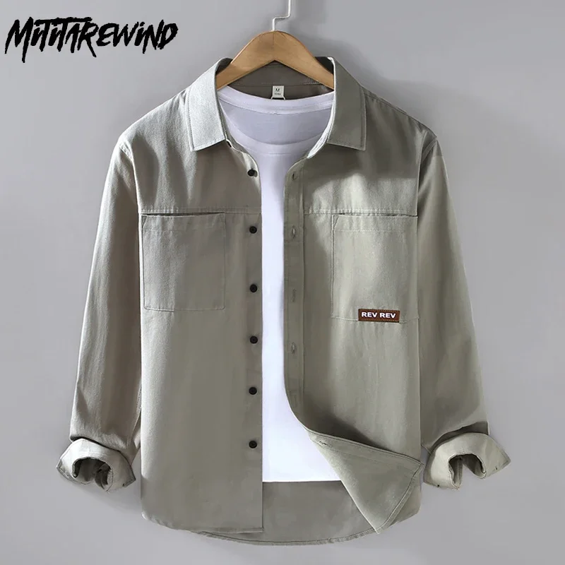 

Весенне-летние мужские рубашки в японском стиле, рабочая одежда, рубашка с длинным рукавом, повседневная рубашка на пуговицах из 100% хлопка, простые топы, винтажная одежда