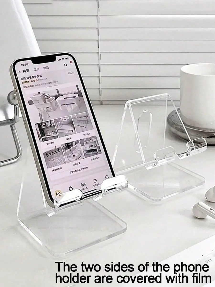 1pc Storage Shelf Creative Internet Celebrity Acrylic Decoration Tablet Clear Student Adjustable Holder Compatible With Apple, A