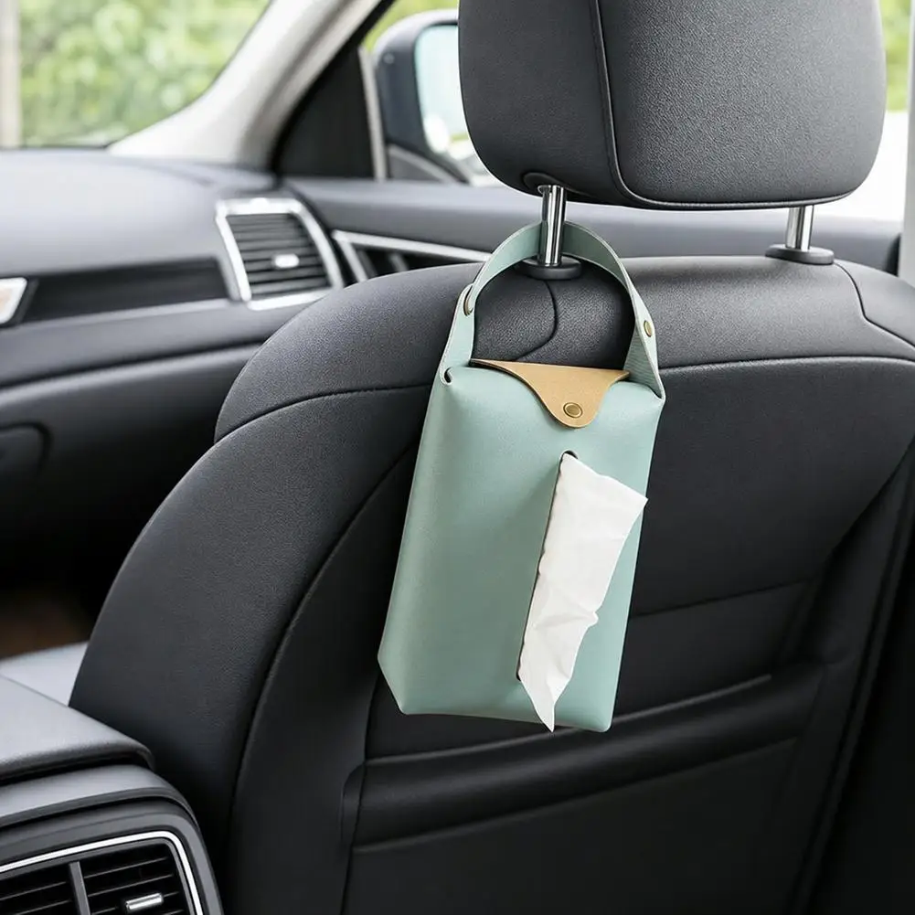 Hanging Tissue Holder Case Box PU Leather Home Car Towel Napkin Papers Dispenser Holder Toilet Tissue Box Case Table Decoration - view 4