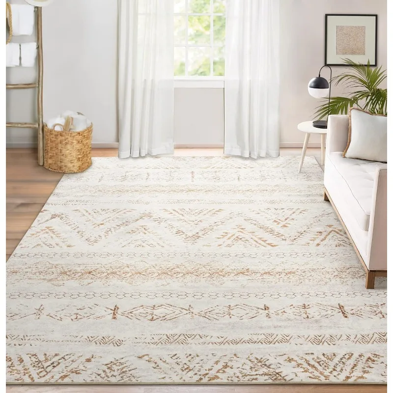 

Area Rug Living Room Carpet: 9x12 Large Moroccan Soft Fluffy Geometric Washable Bedroom Rugs Dining Room Home