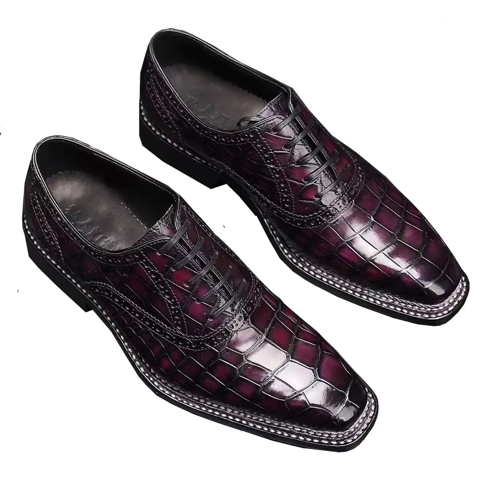 yinshang new men formal shoes male crocodile shoes brush color wedding meeting business date shoes