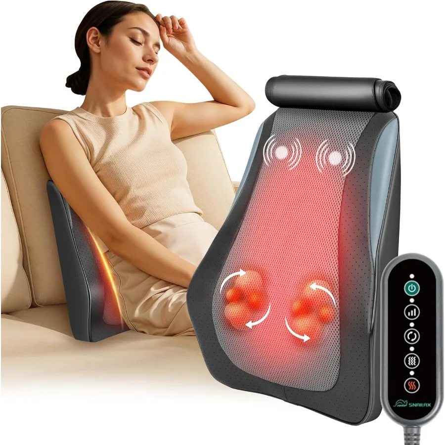 

Back Massager for Back Pain Deep Tissue Shiatsu Neck Back Massager with Heat 3D Kneading Chair Massage Pillow Neck Shoulder Mas