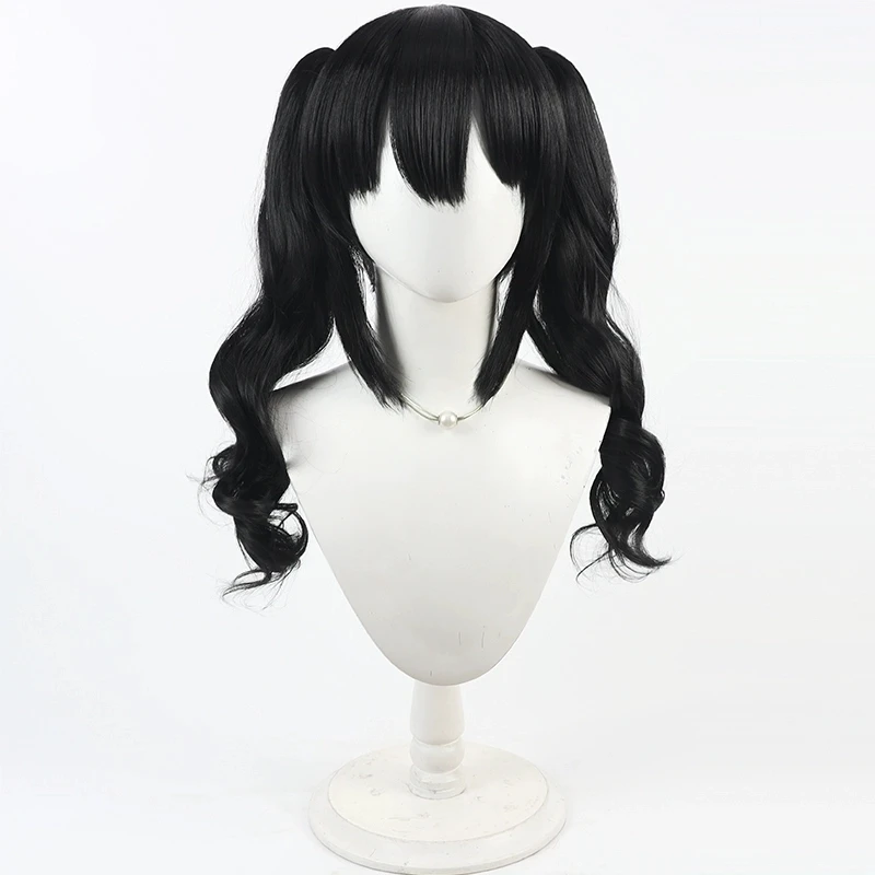 السحرية فتاة الساحرة محاكمة الأسود نا يوكا شعر مستعار تأثيري هالوين كرنفال الدعائم الطرف الشعر الاصطناعية ألياف مقاومة للحرارة + غطاء شعر مستعار