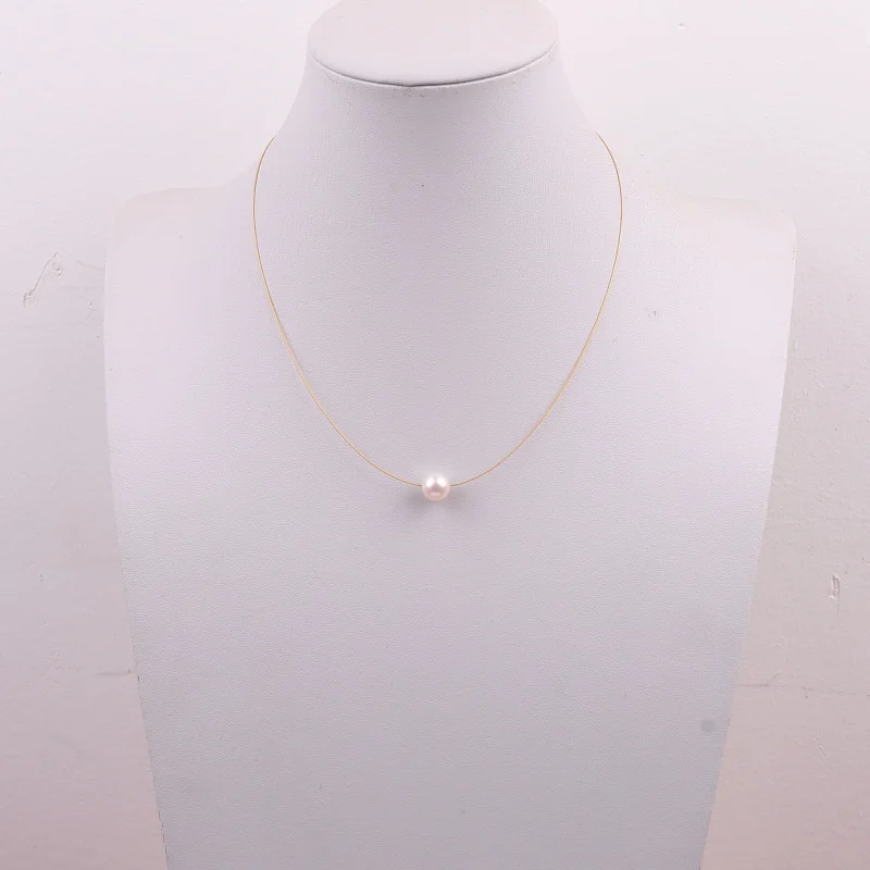 Freshwater pearl choker necklace 4...7mm round pearls strong luster basic lucky charm