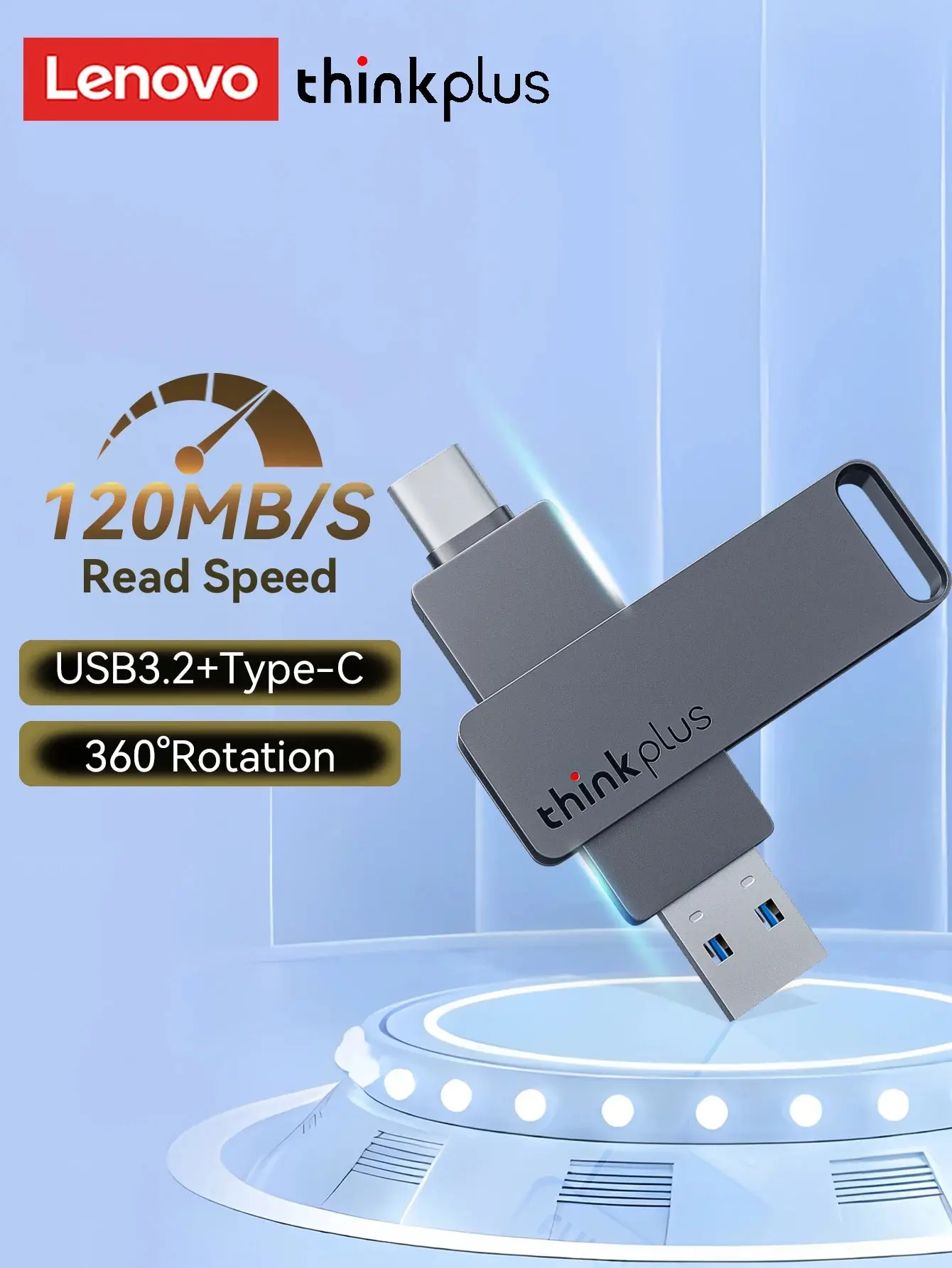 Lenovo 128GB USB Type-C Flash Drive: 2-in-1 Dual USB A + USB C OTG for Android, Smartphone, Tablet, & Laptop