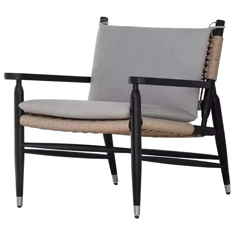 

Outdoor teak tables and chairs pastoral retro rattan armchairs B & B balcony terrace waterproof and sunscreen solid wood tables