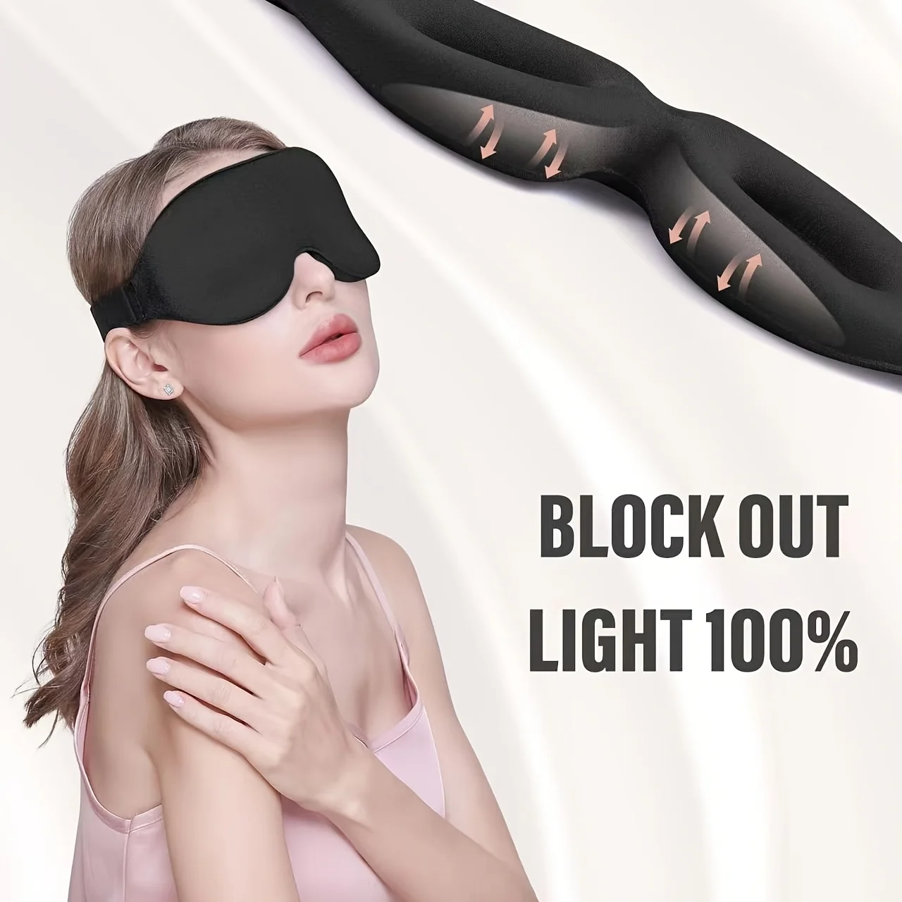 3D Blackout Eye Mask Travel Eye Mask Office Outdoor Nap Sleep Mask Ultra-Soft Skin-Friendly Memory Foam Breathable Eye Cover