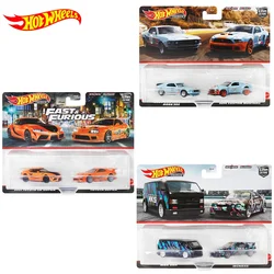 Original Hot Wheel Car Culture Premium Models Transport Fleet Toyota Supra Custom Mustang Nissan Toys for Boys Double Collection