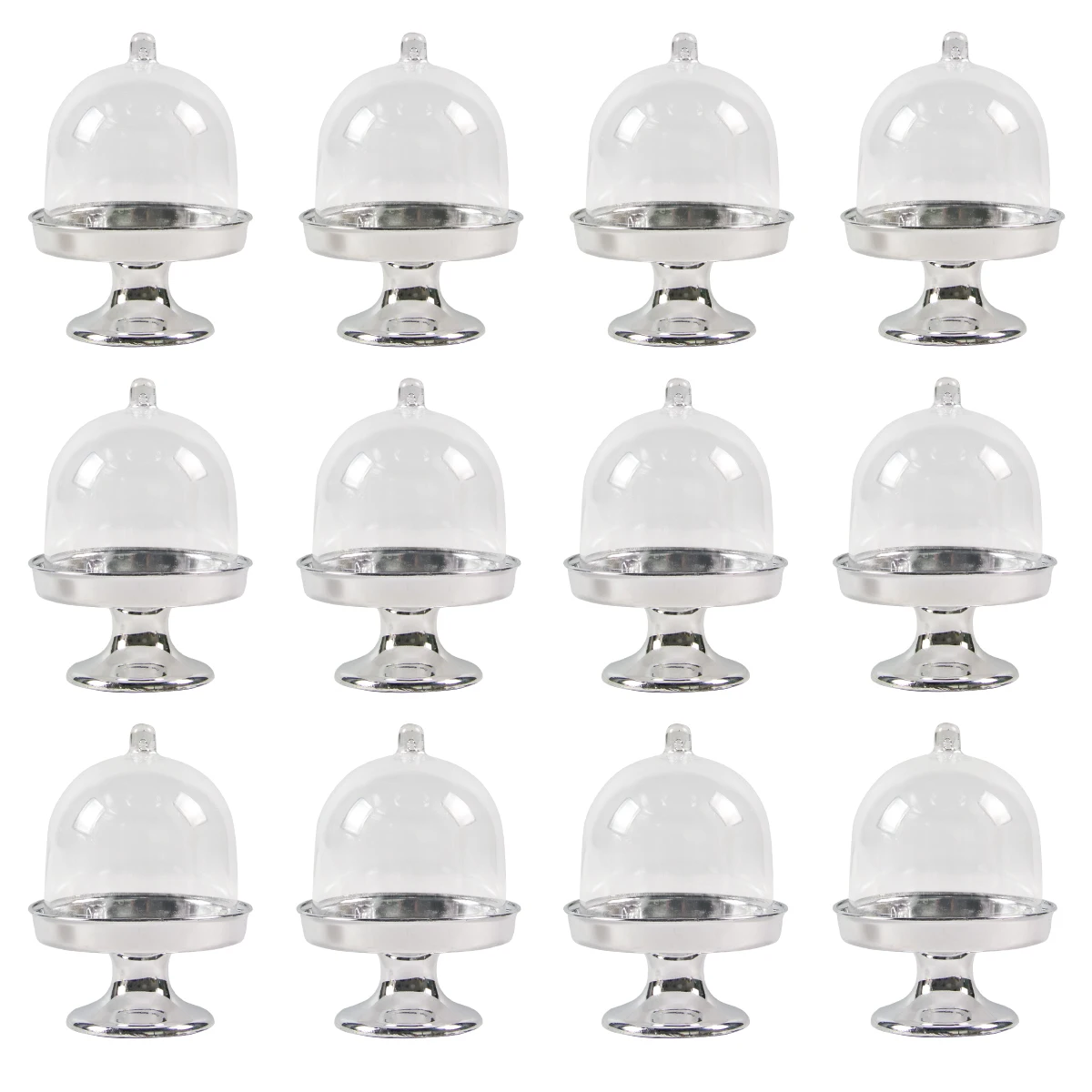 10pcs Mini Dessert Cupcake Stand Tiny Cake Dome with Lid Clear Plastic Cake Display Stand for Wedding Birthday Party Decor
