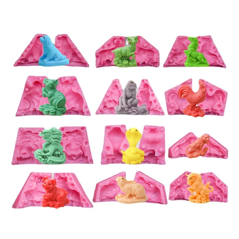 3D Chinese Zodiac Candle Silicone Mold for Handmade Desktop Decoration Gypsum Epoxy Resin Aromatherapy Candle Silicone Mould - Image 2