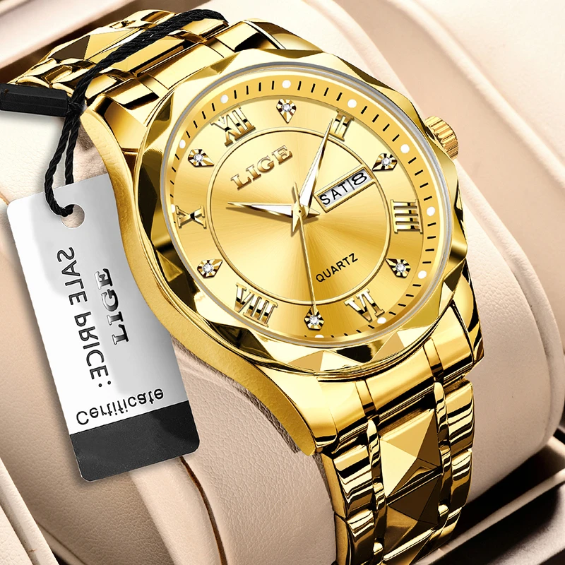 LIGE Ladies Watches Top Brand Luxury Gold Quartz Watch for Women Fashion Waterproof Luminous Women's Bracelet Watch Reloj Mujer