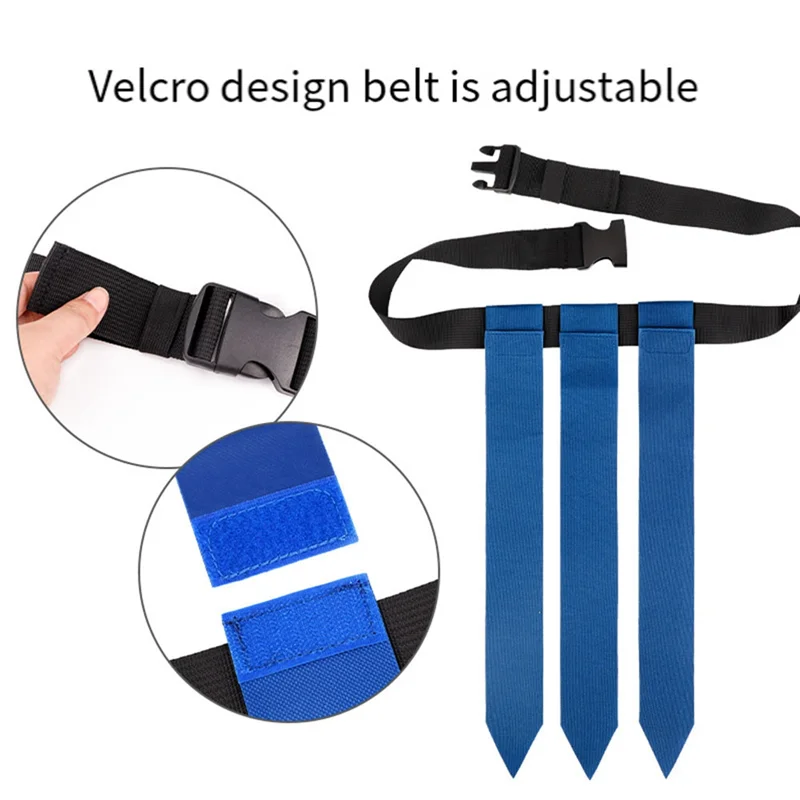 Cinture da calcio con bandiera A69P-22PCS, set da calcio con bandiera regolabile per competizioni di allenamento sportivo blu + rosso