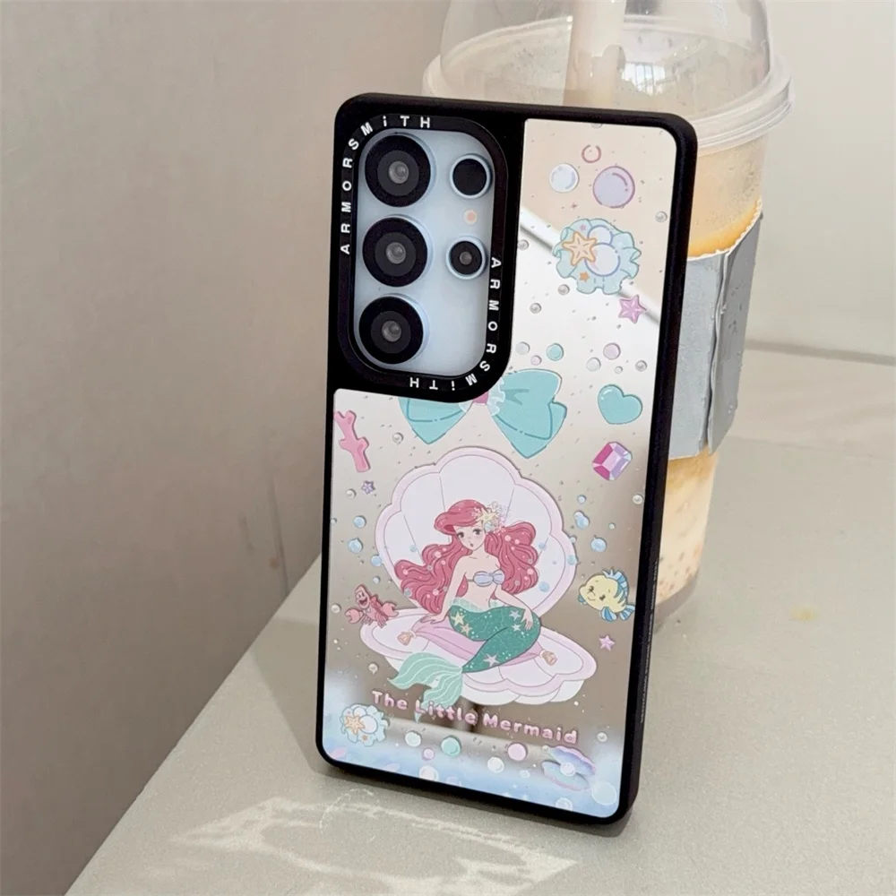 Cute Cartoon Mermaid Magnetic Phone Case for Samsung Galaxy S24 S23 Ultra S25 Plus S26 Cover With Magsafe Stand Chain Kawaii Cas view 2