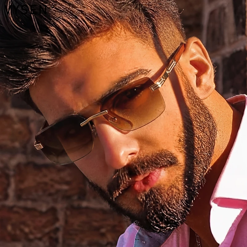 

Retro Rimless Square Sunglasses Men 2026 Luxury Brand Vintage Punk Change Color Metal Frame Sun Glasses Outdoor Eyewear Shades