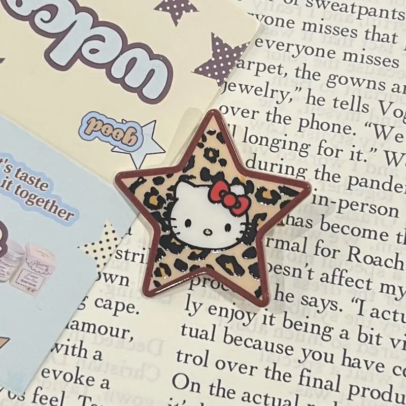 Sanrio hello kitty clipe de bico de pato grampo de cabelo dos desenhos animados kitty gato café leopardo padrão franja lateral grampo de cabelo acessórios de cabelo