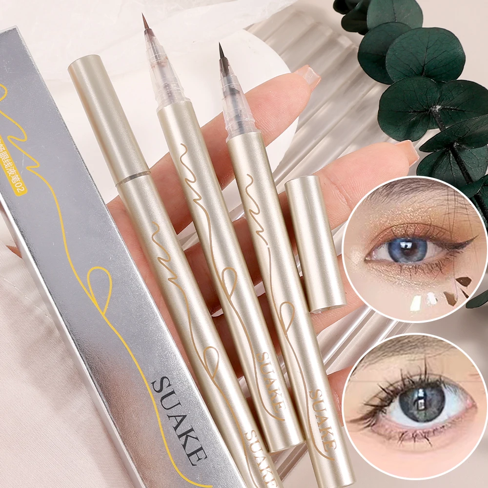 Waterdichte Ultra-Dunne Vloeibare Eyeliner Koreaanse Make-Up Voor Vrouwen Snel Droog Gladde Eyeliner Lange Laatste Onderste Wimper Pen Cosmetica