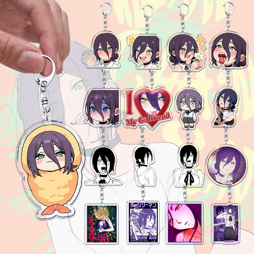 Cute Anime Girl Reze Chibi Keychain Accessories Bag Charm Devil Manga Kawaii Keyrings Fans Freinds Gifts
