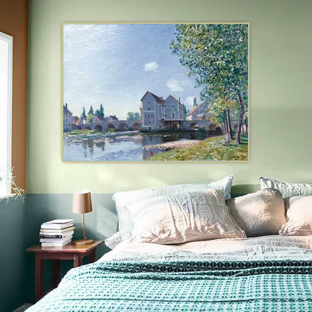 Efecto de la mañana de Alfred Sisley lienzo pintura al óleo imagen estética obra de arte telón de fondo decoración colgante de pared decoración del hogar