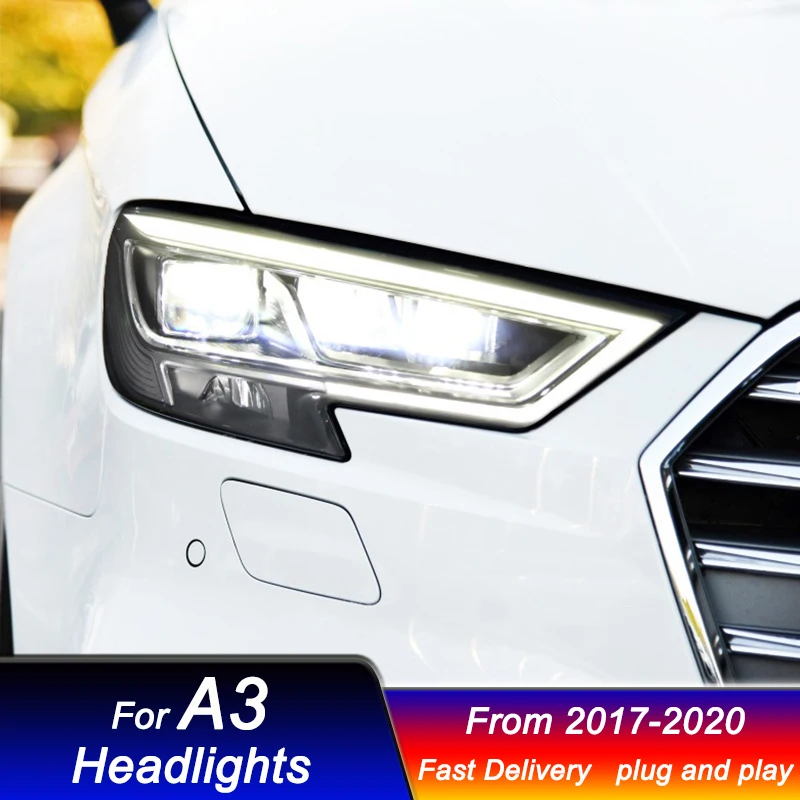 

Стайлинг автомобиля передние фары для Audi A3 2017-2020 новый стиль полностью светодиодные DRL указатели поворота фары ксеноновые фары авто в сборе