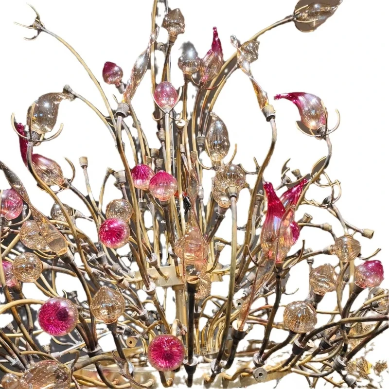 Modern luxury hotel, villa lobby floor lamp tree branch glass with LED light source non-standard project