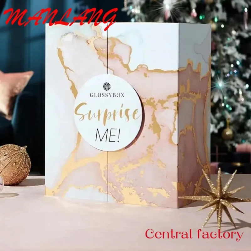 Custom  Luxury Cardboard Sliding Drawer Advent Calendar Box with Drawers Skincare Cosmetics Gift Candle Packaging Box