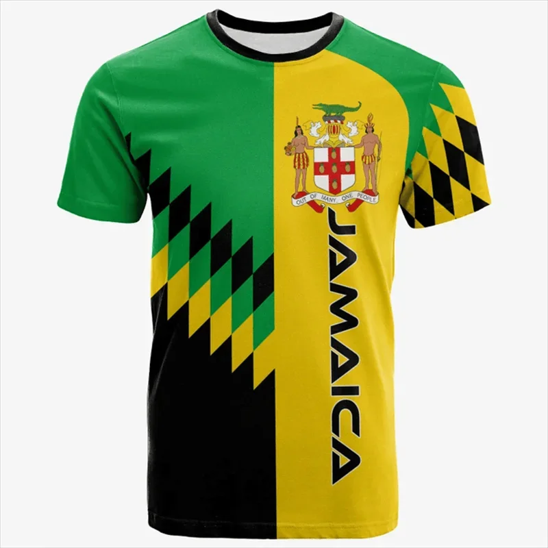 Summer Fashion New 3D Jamaica National Flag Emblem Printing T Shirt Jamaic Coat Of Arms Graphic T-shirts For Men Vintage Clothes