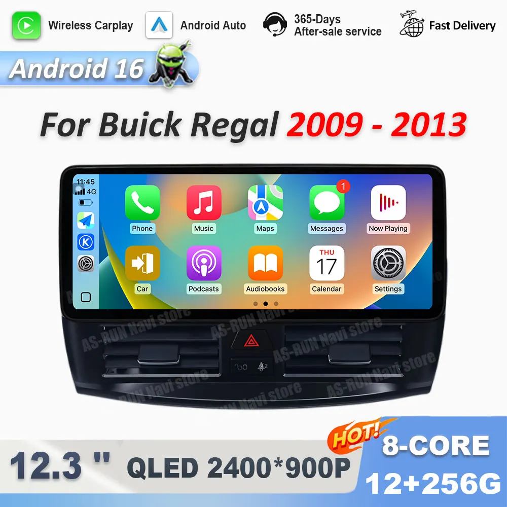 

Навигационная GPS-система с беспроводным CarPlay и Android 16 для Buick Regal 2009-2013, автомобильный видеомультимедийный плеер с Wi-Fi и QLED сенсорным экраном