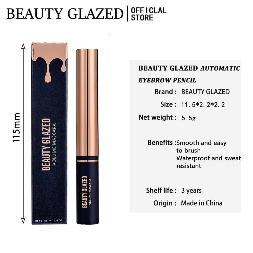 BEAUTY GLAZED Mascara resistente al agua Hypercurl más vendido, mascarilla negra voluminizadora, cosméticos
