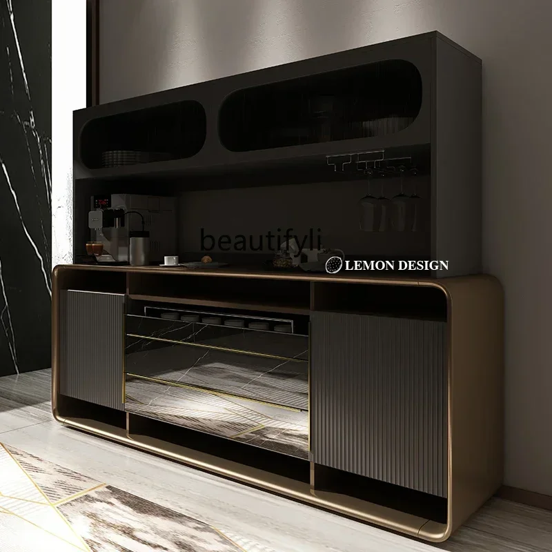 X New Post-modern light luxury solid wood dining side cabinet integrated against the wall  modern multi-functional storage cabin
