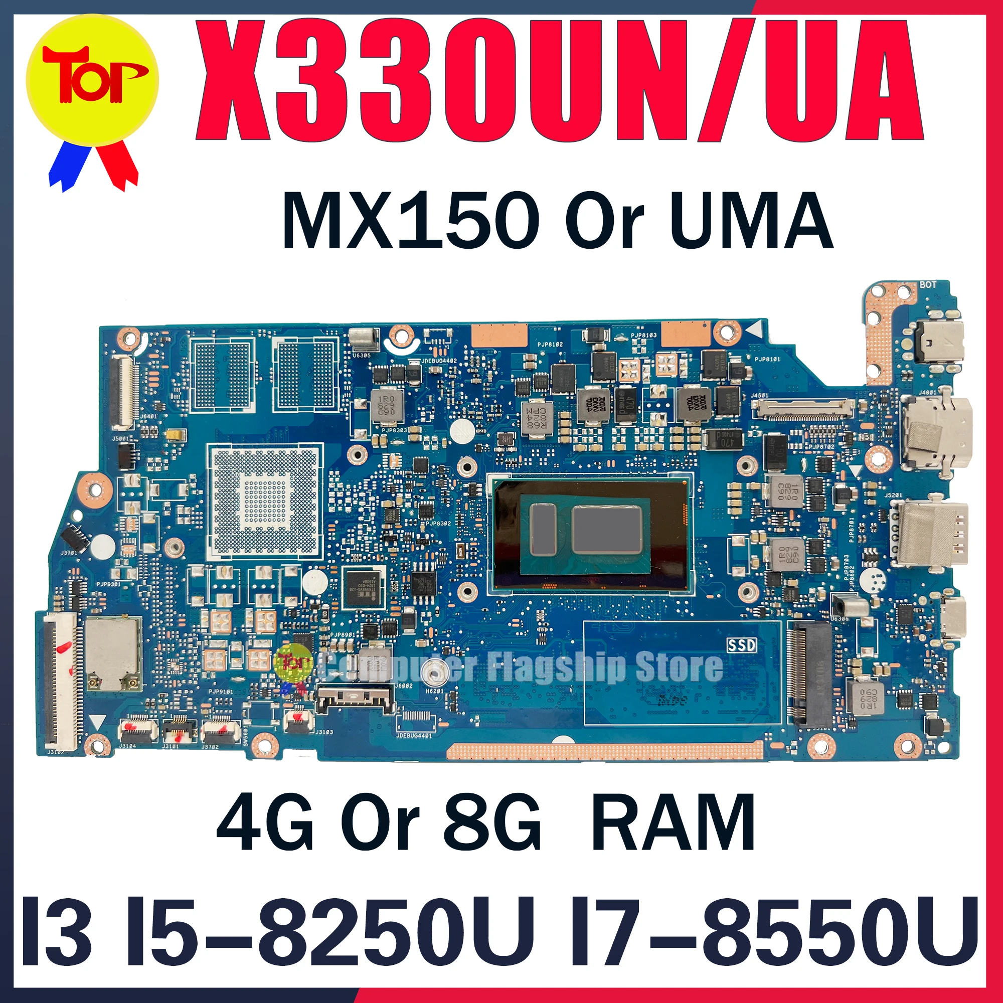 Материнская плата X330UN для ноутбука ASUS VivoBook X330UA I330UN I330UA X330U 4G/8G-RAM I3-8130U I5-8250U брикет UMA/V2G материнская плата