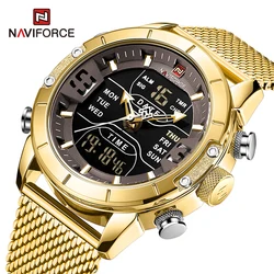 NAVIFORCE homme montre Top marque de luxe homme militaire Sport montres à Quartz en acier inoxydable LED numérique horloge Relogio Masculino