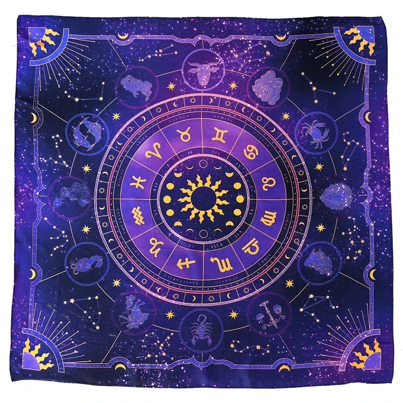 1PC Zodiac Wheel Astrology Tarot Cloth, Durable & Stain-Resistant, Divination Board Game Table Mat