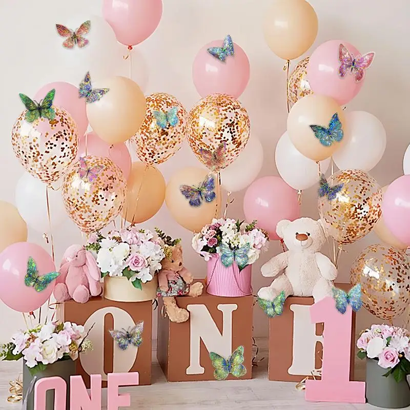 10Pcs 3D Hollow Colorful Butterfly Wall Stickers PET Waterproof Decorative Stickers For Scrapbooking DIY Home Wall Journal