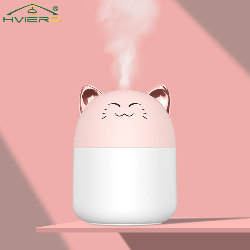 

Увлажнитель воздуха с улыбающимся котом, маленький офисный USB-увлажнитель для дома, гостиной, настольного компьютера, милая атмосфера, ночник