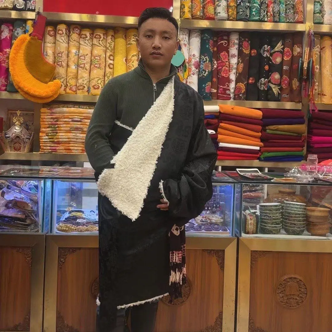 

Tibetan Clothing Costumes Style Thickened Performance New Men's Winter Fleece-lined Robe Coat Ethnic Single Piece