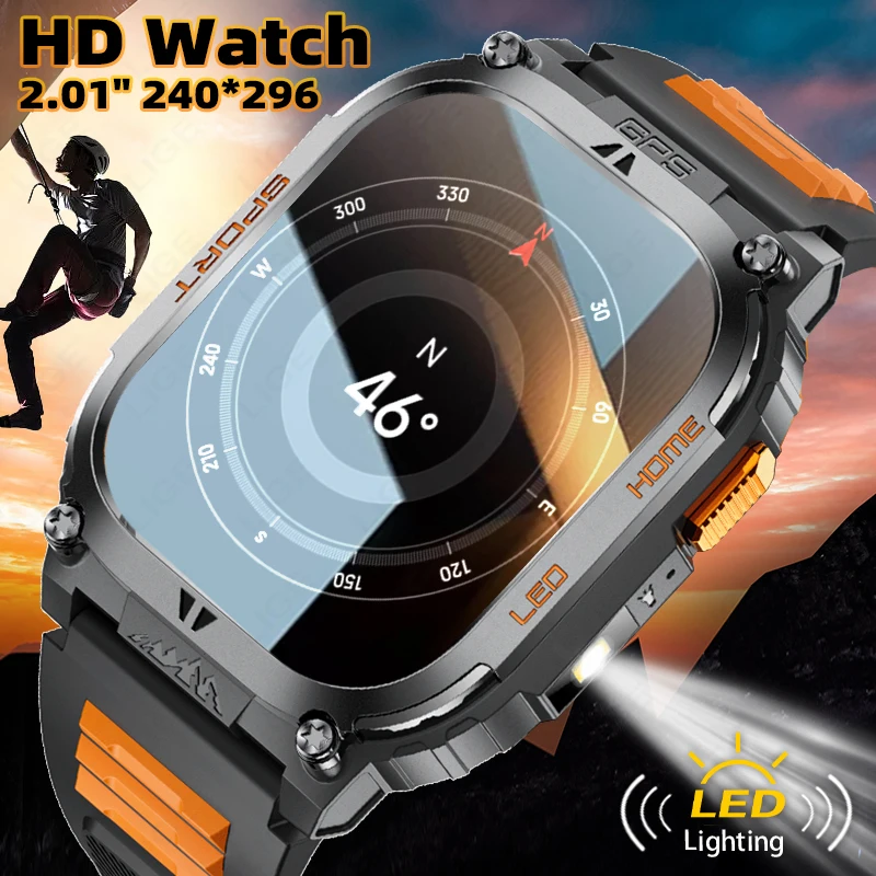 

Новинка 2025 года для Huawei Xiaomi GPS Смарт-часы Открытый 630 мАч Большая батарея Компас Часы Водонепроницаемые Bluetooth Вызов Смарт-часы Android