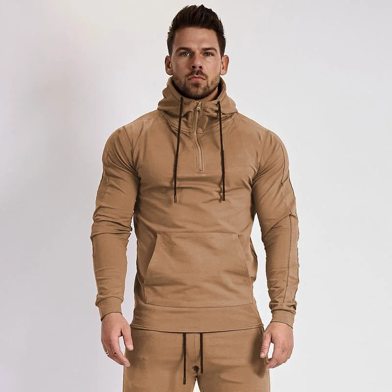 New Mens Skinny Hoodies Sweatshirts Autumn Male Gyms Fitness Bodybuilding Joggers Sportswear Casual Fashion Cotton Zipper Jacket