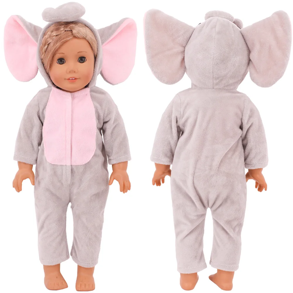 Doll Clothes Plush Animal Pattern Bodysuit For 18inch American Doll&43Cm Reborn Baby Doll Accessories Our Generation Girl\'s Toys